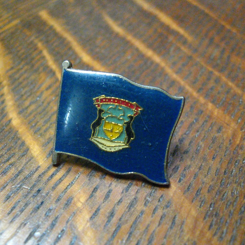 Michigan Wolverine State USA Vintage Flag Lapel Pin